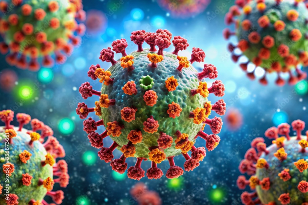 Virus background with disease cells and red blood cell. Virus background with disease cells and red blood cell.