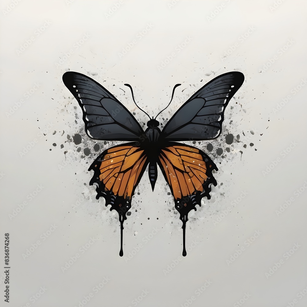 Obraz premium a vector of a poisonous butterfly of pollution, minimalistic and simplistic