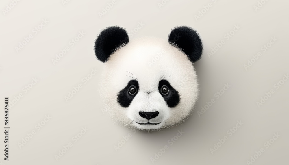 A cute and simple black and white panda face illustration with a neutral background, suitable for various creative projects. A cute and simple black and white panda face illustration with a neutral background, suitable for various creative projects.
