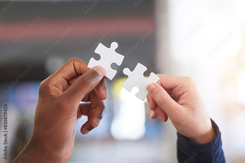 Diversity team, collaboration and hands with puzzle for support, problem solving and solidarity in cafe. Global people, friends and jigsaw game for teamwork and integration for synergy and solution Diversity team, collaboration and hands with puzzle for support, problem solving and solidarity in cafe. Global people, friends and jigsaw game for teamwork and integration for synergy and solution