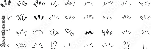 Doodle pop surprise line elements. Hand drawn shine sunburst ray frame for title headline illustration. Doodle eps10.