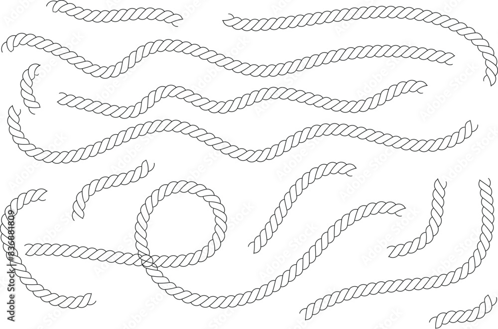 Decorative Rope Design Element Clipart Set -Wavy and Curved Decorative Rope Design Element Clipart Set -Wavy and Curved