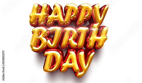Super Text Style Effect happy birthday 3d isolated, on transparent pag background 