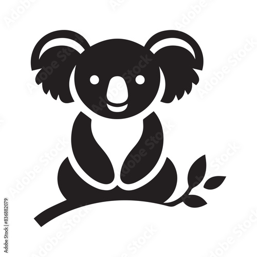 koala silhouette vector on white background