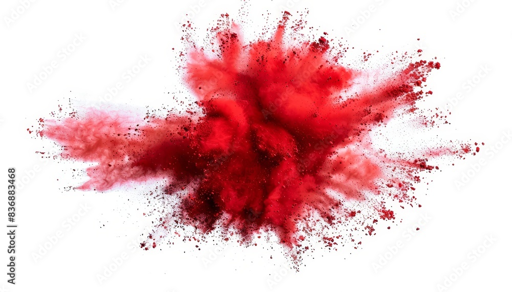 Vibrant red powder explosion with transparent background, ideal for celebration graphics. Vibrant red powder explosion with transparent background, ideal for celebration graphics.
