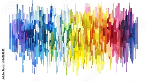 Digital pixel art with rainbow colors  isolated on white or transparent PNG  modern style
