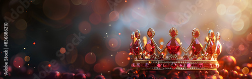 Low key image of beautiful queenking crown vintage filtered fantasy medieval period blurred background
 photo