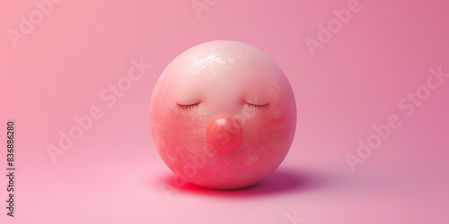 Embarrassment (Pink): A blushing face represented by a circle with rosy cheeks photo