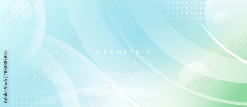 Abstract background with blue and white circle geometric lines. Modern minimal trendy lines pattern horizontal. Vector illustration