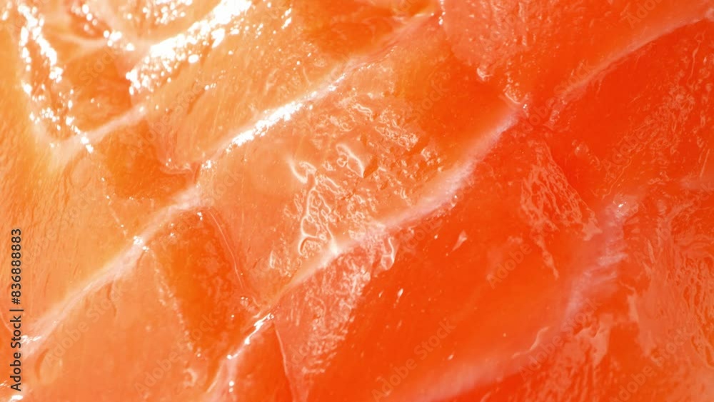 Succulent salmon, thinly sliced, radiates a vibrant orange hue, accentuating its luscious marbling. Its translucent layers gleam under light, a testament to its freshness and premium quality.
Succulent salmon, thinly sliced, radiates a vibrant orange hue, accentuating its luscious marbling. Its translucent layers gleam under light, a testament to its freshness and premium quality.