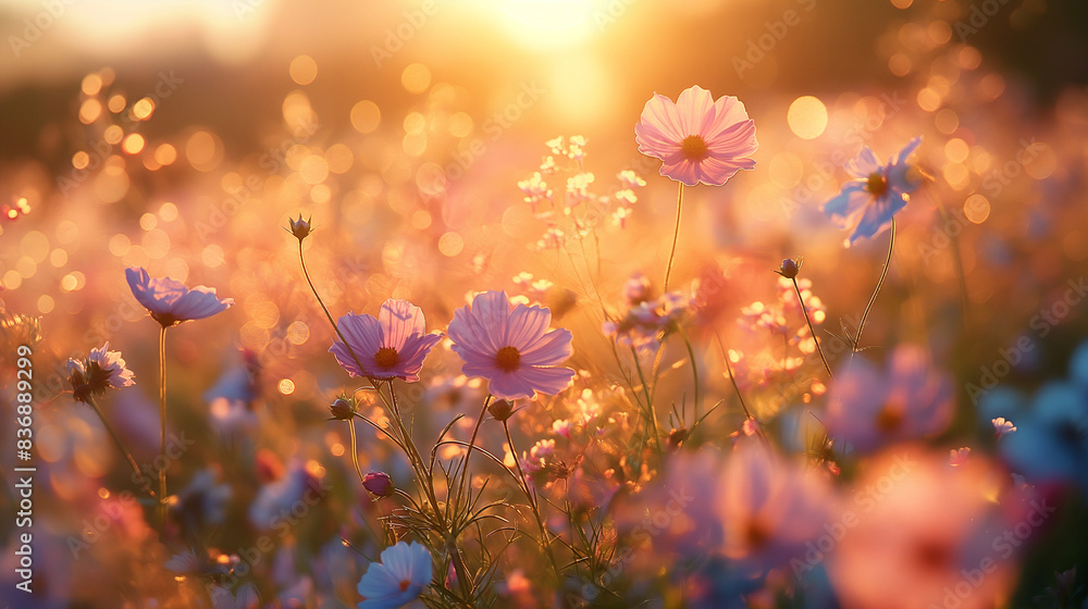 A field of wildflowers swaying gently in the summer breeze. A field of wildflowers swaying gently in the summer breeze.