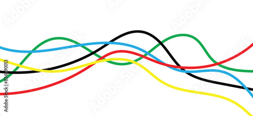Olympic games straight lines, Olympic color ring, game line, modern, design vector illustration.