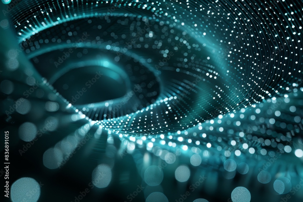 Abstract circles swirl in a futuristic tunnel of energy and motion, creating a mesmerizing backdrop.