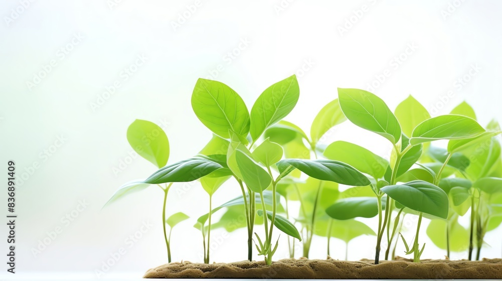 Green seedlings sprouting in soil against a light background, symbolizing growth, freshness, and new beginnings in nature. Green seedlings sprouting in soil against a light background, symbolizing growth, freshness, and new beginnings in nature.