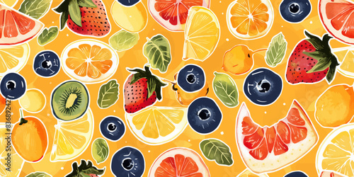 seamless yellow red fruit wallpaper