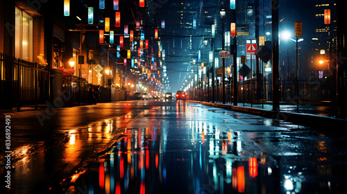 City street at night urban background 