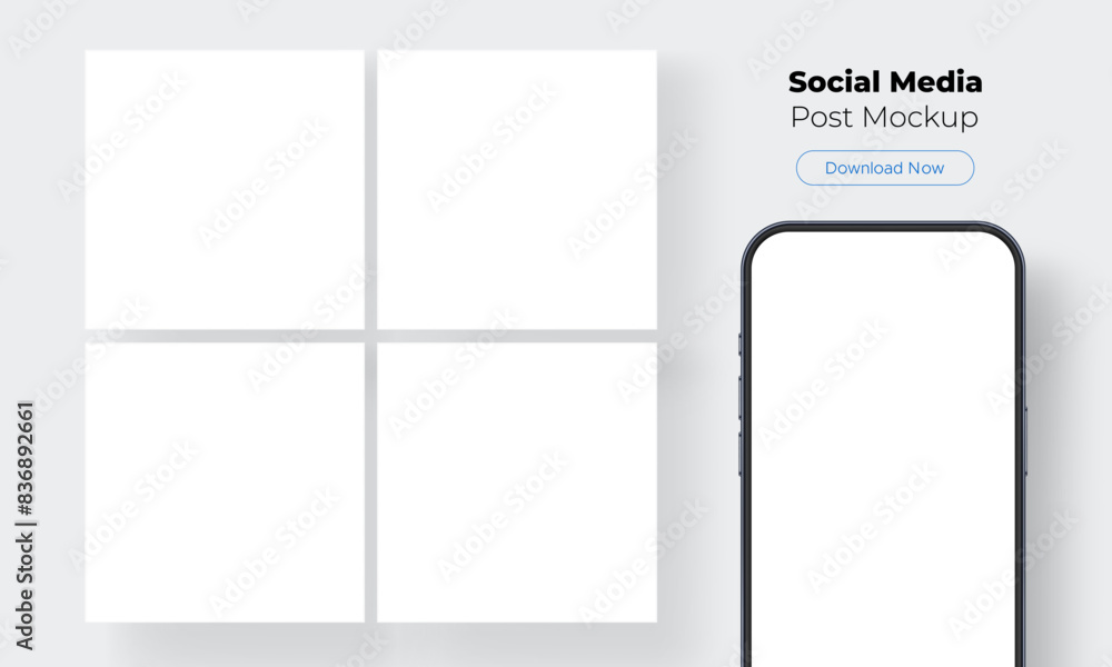 Blank Social Media Posts Template, Smartphone Mockup With Blank Screen. Vector Illustration Blank Social Media Posts Template, Smartphone Mockup With Blank Screen. Vector Illustration
