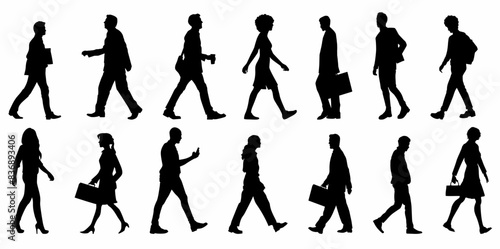 Vector of silhouettes of business people walking and standing. Group of business people.