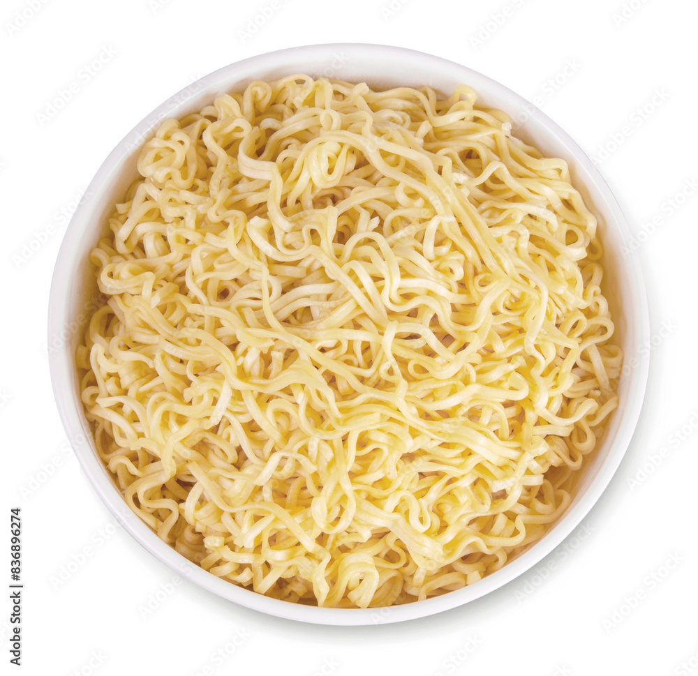 instant noodles with in white bowl isolated on white background with clipping path. Asian and Chinese style fast food concept. instant noodles with in white bowl isolated on white background with clipping path. Asian and Chinese style fast food concept.