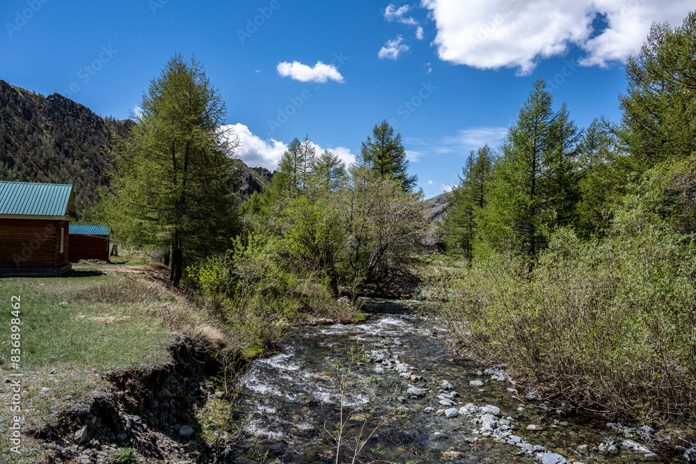 andscape of the surroundings of the village of Kosh Agach mountains with lakes and unusual landscapes in the southern regions of Altai in May andscape of the surroundings of the village of Kosh Agach mountains with lakes and unusual landscapes in the southern regions of Altai in May