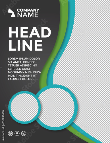 Template vector design for Brochure, AnnualReport, Magazine, Poster, Corporate Presentation, Portfolio, Flyer, infographic, layout modern with blue color size A4, Front and back, Easy to use and edit.