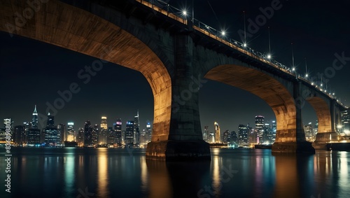 Obraz na płótnie The chaos of a daring heist unfolding beneath the flickering lights of a bustling bridge at midnight ai_generated w salonie