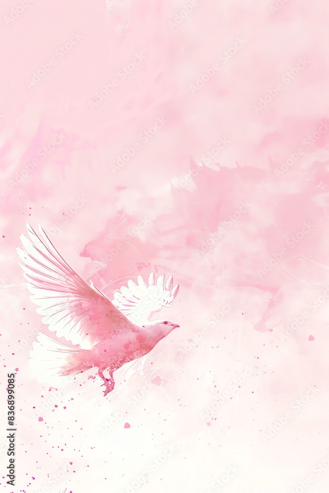 Fototapeta premium Angel, border, background Wallpaper, blank in the middle, minimalism, negative space, use for postcard template
