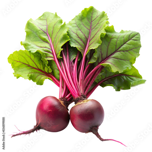 Red Beetroot with leaves isolated on white background, Fresh beetroot isolated on white background. Generated AI. photo
