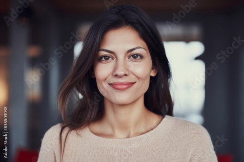 portrait of woman smiling to camera