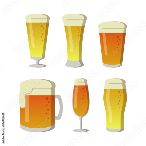いろいろな種類のビールグラス線なしイラストセット