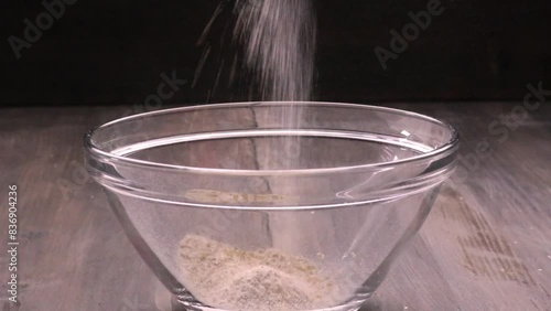 whole wheat flavour falling in bowl, video