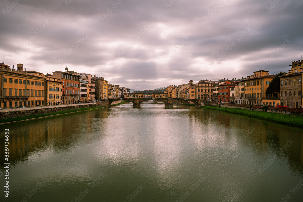 Fototapeta premium View of the city of Florence from one of the bridges over the Arno River