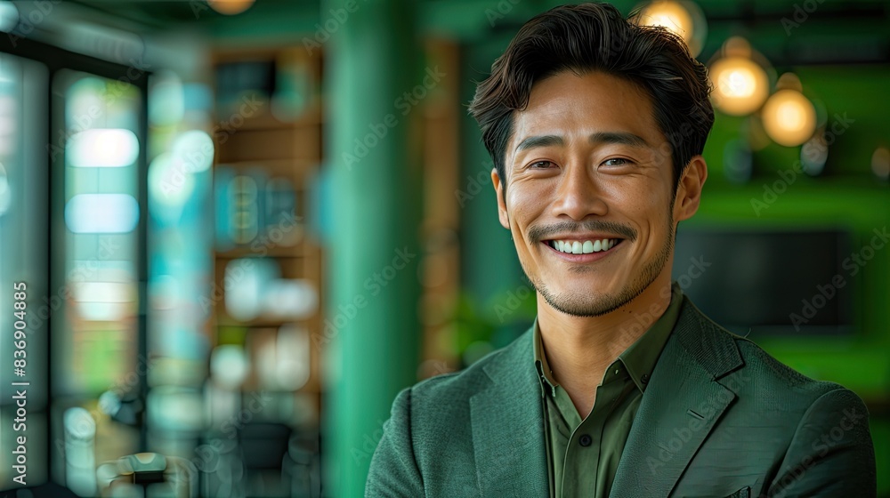 Portrait of a handsome Asian man dressed as a manager smiling in the office. Portrait of a handsome Asian man dressed as a manager smiling in the office.