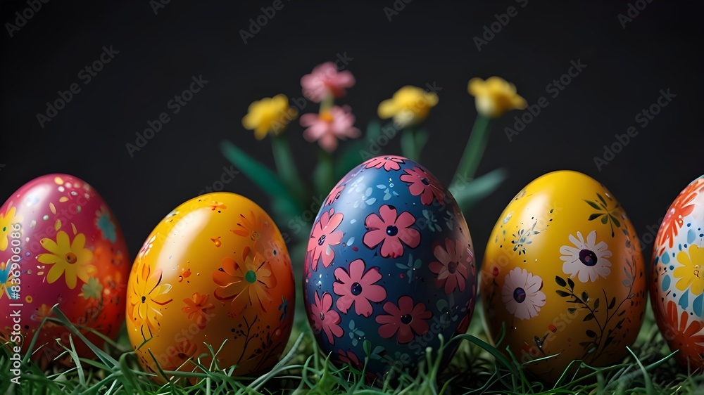 vibrant Easter eggs adorned with flowers and intelligent AI vibrant Easter eggs adorned with flowers and intelligent AI