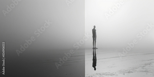 Loneliness  Gray   A single figure or silhouette standing alone  symbolizing isolation