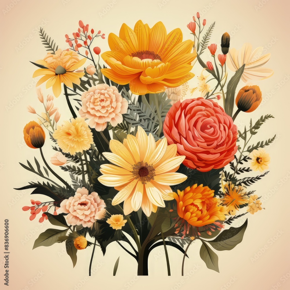 illustration in flat style on the theme of garden flowers, flat vector illustration illustration in flat style on the theme of garden flowers, flat vector illustration