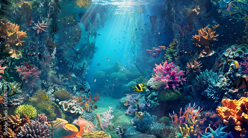 Under the sea background for video conferencing ecosystem biodiversity natural exploration bluish background  © muneeb