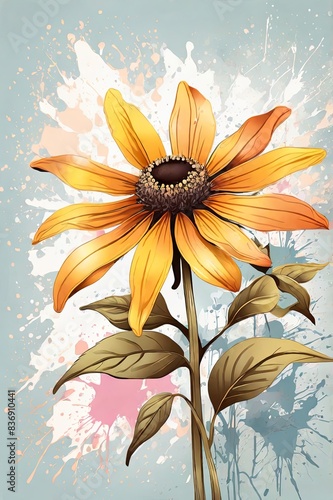 Black-Eyed Susan with Watercolor Effect photo