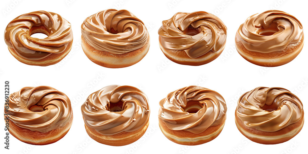 Set of Donut With Peanut Butter Frosting isolated on transparent png background collection set . Generative ai Set of Donut With Peanut Butter Frosting isolated on transparent png background collection set . Generative ai