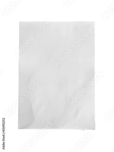 Crumpled white paper sheet on transparent background