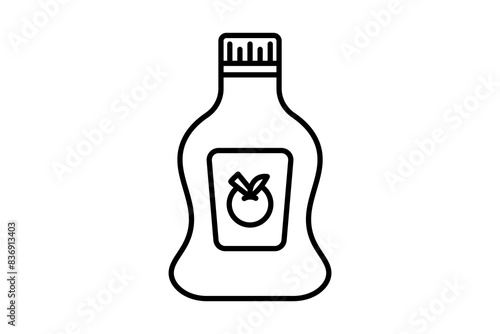 Ketchup bottle icon. icon related to fast food. suitable for web site, app, user interfaces, printable etc. line icon style. simple vector design editable