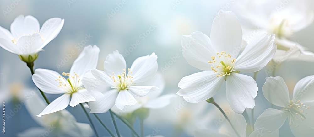 Fototapeta premium White flowers blooming beautifully with a copy space image.