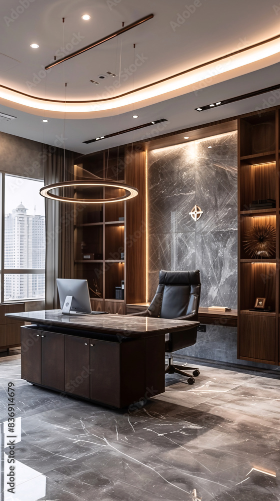 Modern brown office interior. Modern brown office interior.
