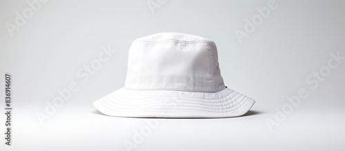 White bucket hat with copy space image on white background.