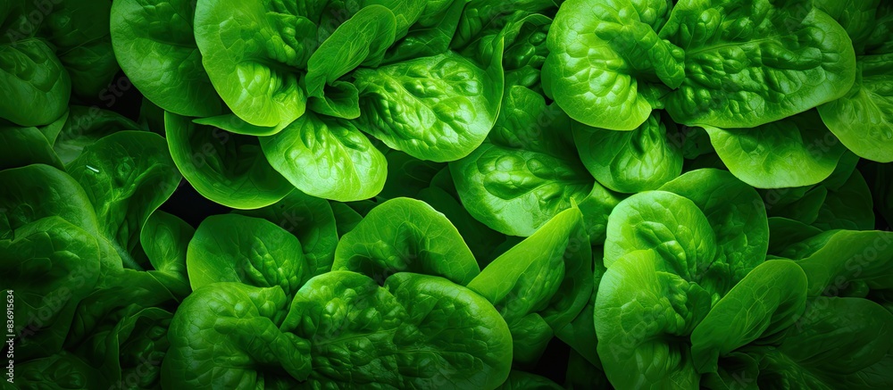 Obraz premium Fresh green salad leaves creating a leafy textured background with copy space image.