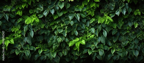 Wallpaper Mural Ivy-covered wall with a tropical pattern, a stylish design element for your project, complete with copy space image. Torontodigital.ca