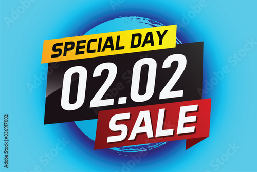 2.2 Special day sale word concept vector illustration with ribbon and 3d style for use landing page, template, ui, web, mobile app, poster, banner, flyer, background, gift card, coupon

