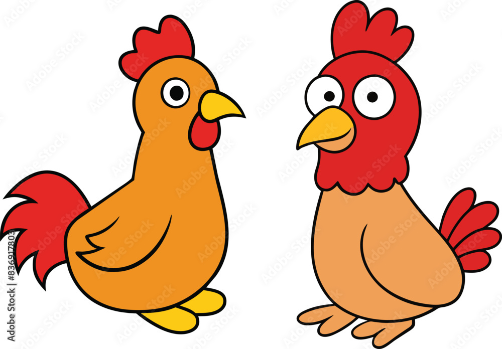 Two Chicken Sites Icon Vector