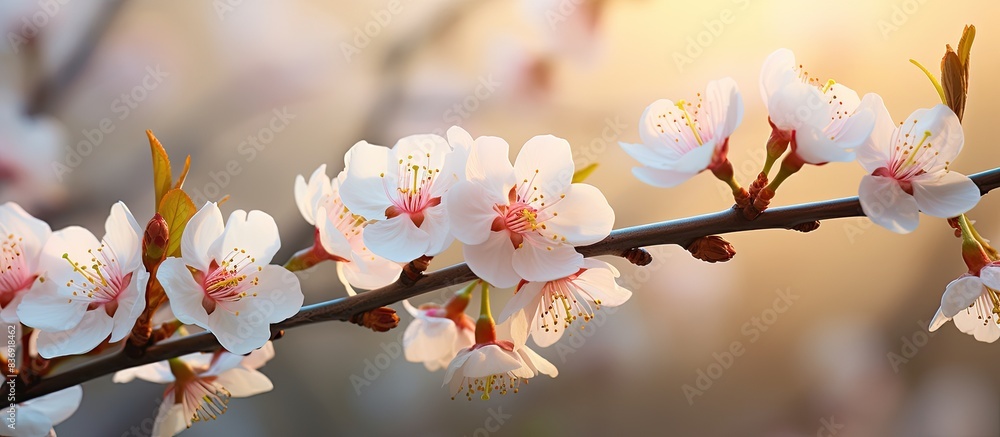 Stunning almond blossoms against a nature backdrop with copy space image. Stunning almond blossoms against a nature backdrop with copy space image.