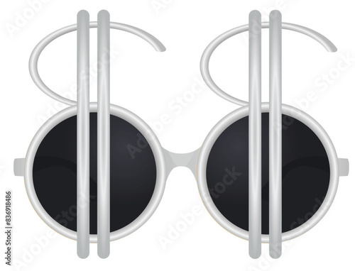 Black glasses with usd icon. vector
